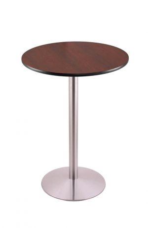 Holland's #214-22 Table with Stainless Steel Base and Mahogany Round Top