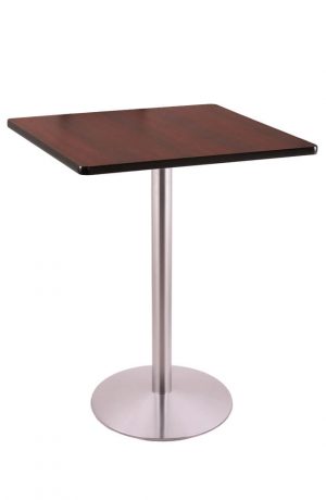 Holland's #214-22 Table with Stainless Steel Base and Mahogany Square Top