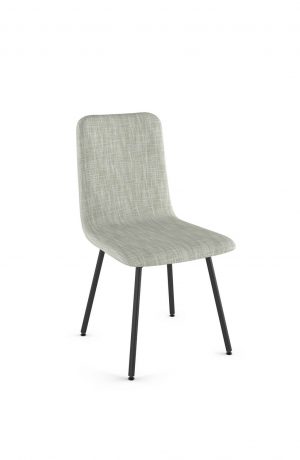 Amisco's Bray Upholstered Dining Chair in White Fabric and Black Metal Base Finish