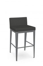 Amisco's Ethan Plus Quilted Back Modern Bar Stool in Silver and Black Cushion - Low Back