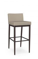 Amisco's Hanson Modern Low Back Bar Stool in Espresso Metal and Quilted Tan Back