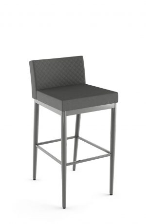 Amisco's Hanson Modern Upholstered Bar Stool with Low Back Quilted, Metal Legs