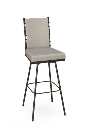 Amisco's Lisia Upholstered Brown Swivel Bar Stool with Back
