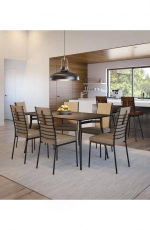 Amisco's Lisia Upholstered Dining Chairs with Handle Back in Modern Dining Space