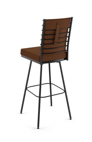 Amisco's Lisia Upholstered Swivel Bar Stool with Ladder Back and Leather Accent
