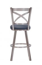 Wesley Allen's Edmonton Brushed Stainless Steel Bar Stool with X Back Design in Bar Height - Back View