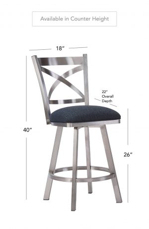 Wesley Allen's Edmonton Brushed Stainless Steel in Counter Height