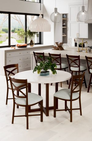 Wesley Allen's Edmonton Metal Modern Dining Chairs in Open-Concept Kitchen