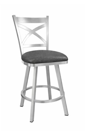 Wesley Allen's Edmonton Stainless Steel Bar Stool with Gray Vinyl