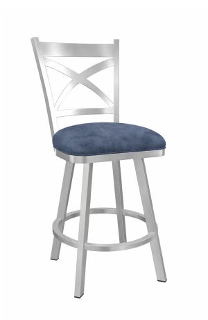 Wesley Allen's Edmonton Stainless Steel in Posh Blue Fabric