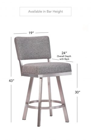 Wesley Allen's Miami Brushed Stainless Steel Stool in Bar Height