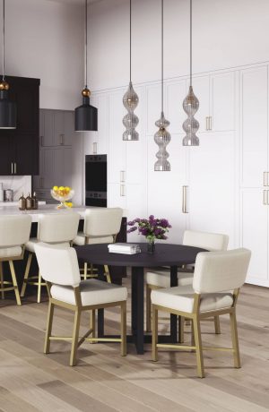 Wesley Allen's Miami Gold Dining Chairs in Modern Kitchen