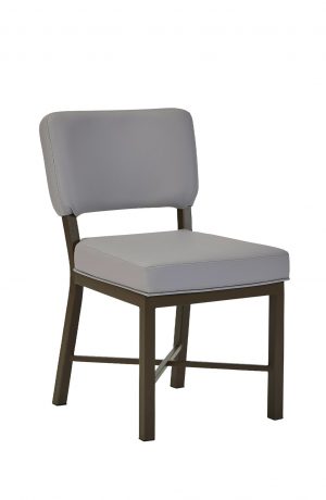 Wesley Allen's Miami Modern Upholstered Dining Chair in Brown Metal Finish and Gray Cushion