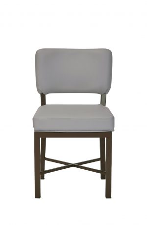 Wesley Allen's Miami Modern Upholstered Dining Chair in Brown Metal Finish and Gray Cushion - Front View