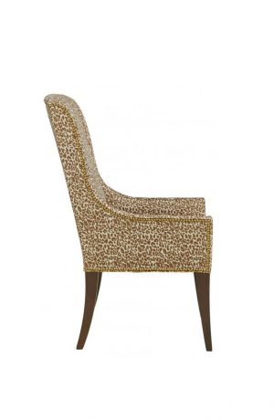 Fairfield's Dora High Back Wood Arm Chair in Leopard Print - View of Side