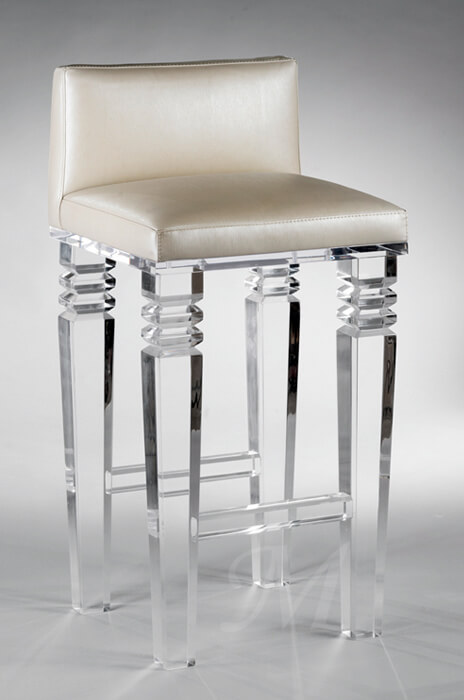 Muniz' Venice Acrylic Stationary Bar Stool with Upholstered Low Back and Seat