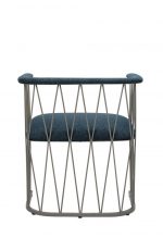 Wesley Allen's Ludwig Modern Metal Arm Chair with Seat and Back Cushion in Blue and Silver - View of Back