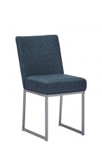 Wesley Allen's Marbury Modern Blue Upholstered Dining Chair with Sled Base in Silver