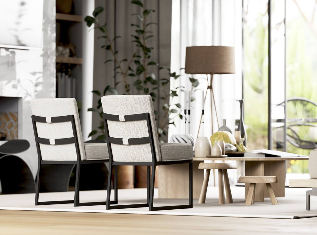 Wesley Allen's Marbury White and Black Chairs in Living Room