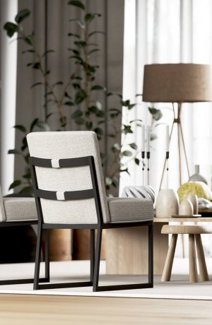 Wesley Allen's Marbury White and Black Chairs in Living Room