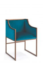 Wesley Allen's Mila Modern Arm Chair in Royal Teal Fabric and Brown Metal Finish