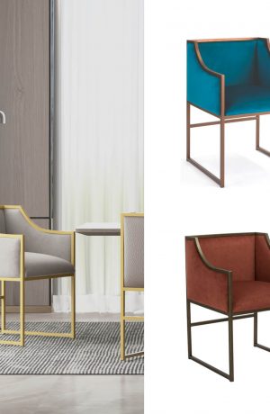 Wesley Allen's Mila Modern Custom Made Dining Chair in Gold, Red and Blue