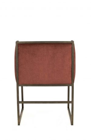 Wesley Allen's Mila Upholstered Dining Chair in Red Fabric and Brass Bisque Metal - With Arms - View of Back