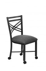 Wesley Allen's Raleigh Black and Gray Metal Dining Chair with Casters/Wheels on Feet
