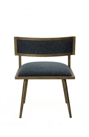 Wesley Allen's Zara Brass and Blue Modern Dining Chair with Arms - View of Back