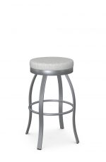 Amisco's Swan Backless Swivel Silver Metal Bar Stool with Elegant Legs and Thick Round Seat Cushion