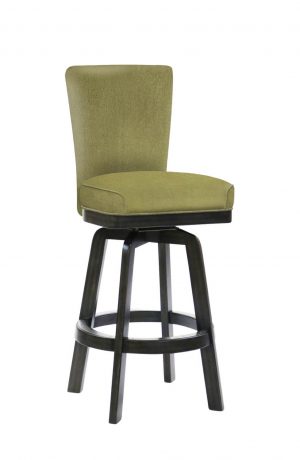 Darafeev's 917 Black Wood Swivel Bar Stool with Green Seat and Back Fabric