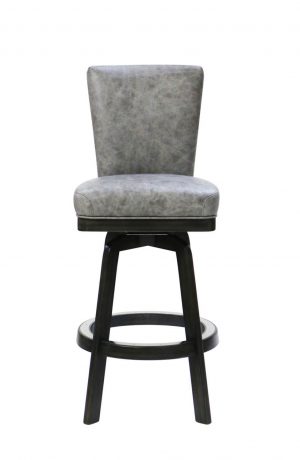 Darafeev's 917 Swivel Wood Bar Stool with Gray Leather Back - Front