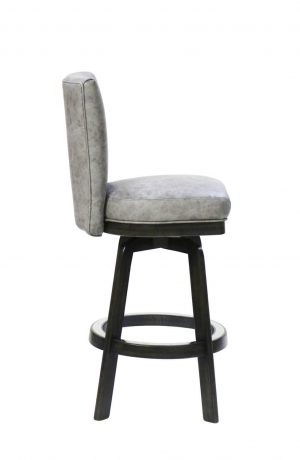 Darafeev's 917 Swivel Wood Bar Stool with Gray Leather Back - Back Side