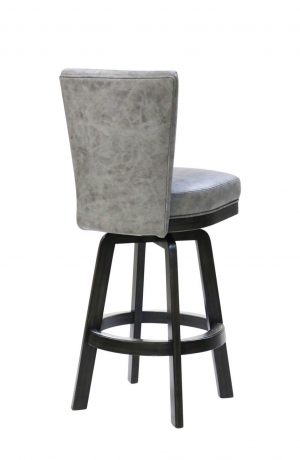 Darafeev's 917 Swivel Wood Bar Stool with Gray Leather Back - Side Back