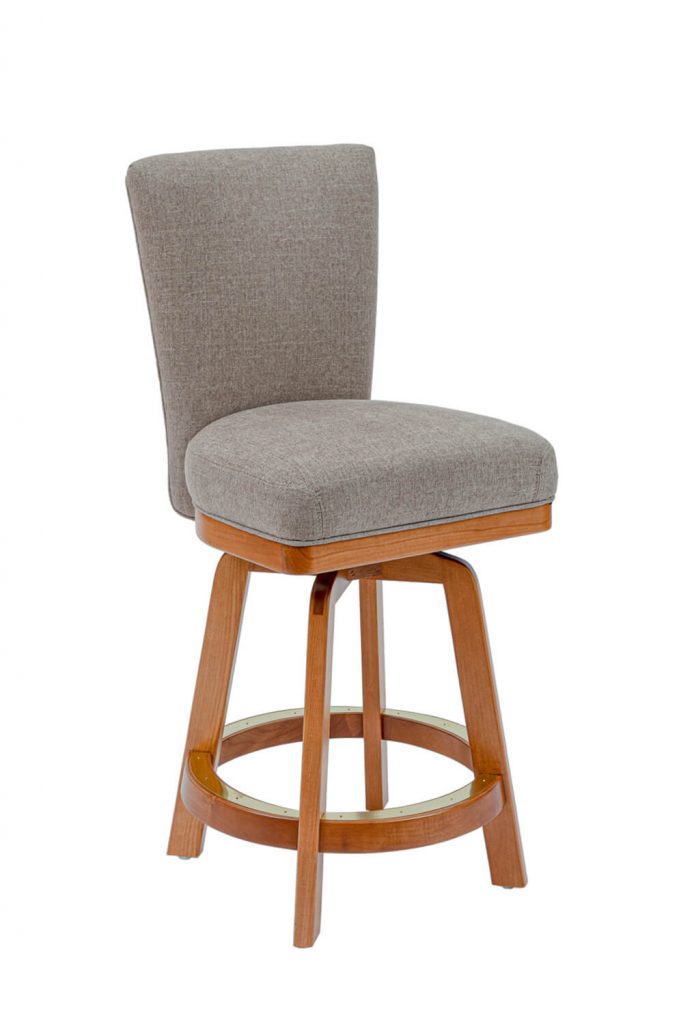 Darafeev's #917 Upholstered Swivel Counter Stool in Natural Wood