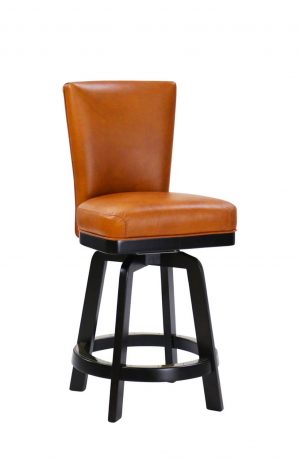 Darafeev's 917 Wood Swivel Counter Stool in Saddle Leather - Front