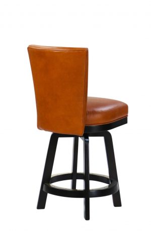 Darafeev's 917 Wood Swivel Counter Stool in Saddle Leather - Side Back