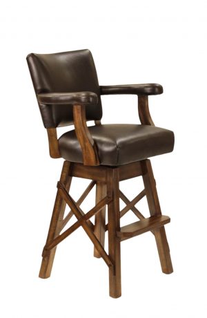 Darafeev's El Dorado Brown Wood Swivel Bar Stool with Arms