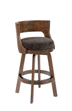 Darafeev's Gen Wood Upholstered Swivel Bar Stool with Low Back in Rustic Pewter