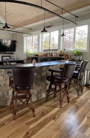 Darafeev's El Dorado Rustic Swivel Bonded Leather Bar Stools with Arms in Home Bar