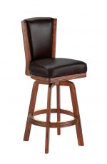 Darafeev's #915 Flexback Upholstered Swivel Wooden Stool with Back in Brown Finish