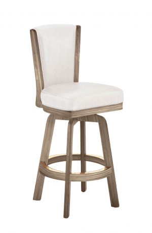Darafeev's 915 Rustic Pewter Wood Swivel Bar Stool with Light Tan Fabric