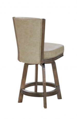 Darafeev's 915 Wood Swivel Bar Stool in Rustic Pewter Wood Finish and Leather Seat - View of Back
