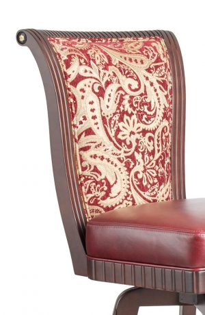 Darafeev's Bellagio Flex Back Swivel Padded Stool in Red - Close Up of Wood Details