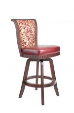 Darafeev's Bellagio Wood Upholstered Swivel Stool with Flex Back in Luxurious Red