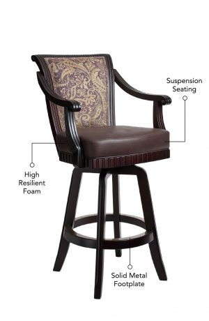 Darafeev's Bellagio Wooden Swivel Upholstered Stool Features