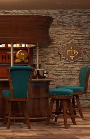 Darafeev's Classic Luxury Wood Bar Stools with Nailhead Trim - in Pub Style Basement Bar