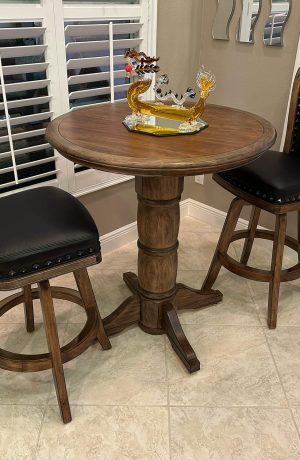 Darafeev's Classic Maple Wood Bar Stools with Pub Table in Dining Room