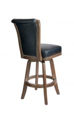 Darafeev's Classic Traditional Wooden Upholstered Swivel Stool with Back and Nailhead Trim - View of Back