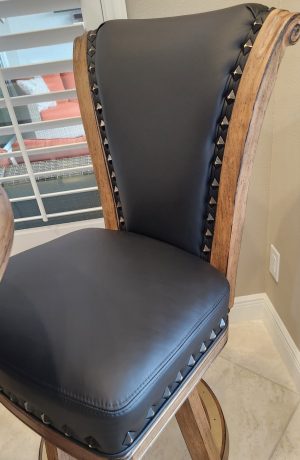 Darafeev's Classic Maple Wood Swivel Leather Stools with Diamond Nailhead Trim - Front View